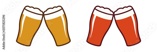 Foto Craft Beer Pint Glass Vector Set with Lager and Amber Ale for International Beer