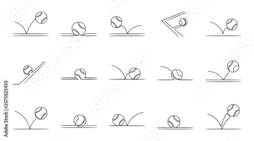 Fotografía Tennis Ball Bounce Sequence - Line Art Motion Study
