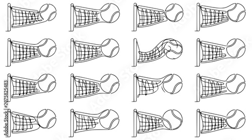 Photos Tennis Ball Hitting Net Seamless Pattern Line Art