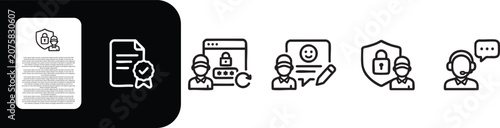 User Account Management and Security Line Icons Set