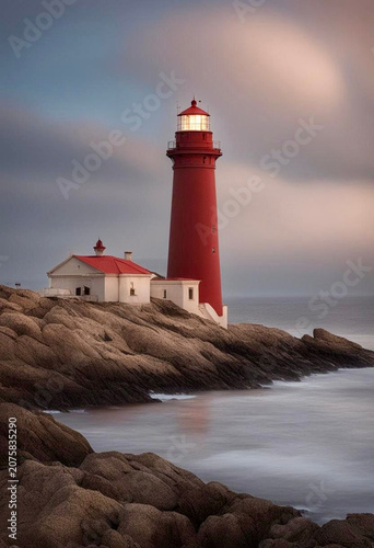 lighthouse at dusk