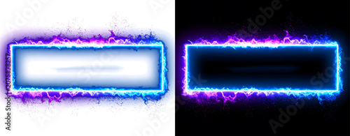 Bild auf Leinwand neon light rectangle frame border glow.