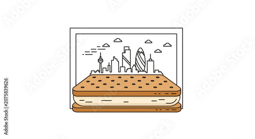 London Skyline Ice Cream Sandwich Illustration
