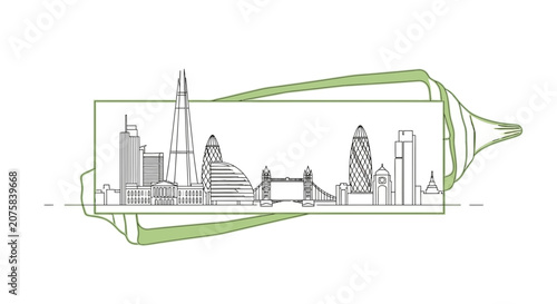 London Skyline Illustration: Modern Architecture and Iconic Landmarks