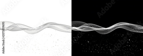 Smoke wave on black and white background.
