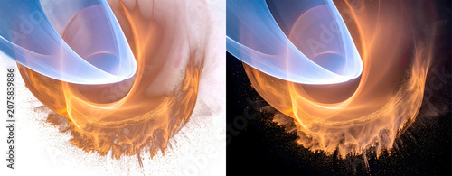 Abstract art of fire and ice contrast.
