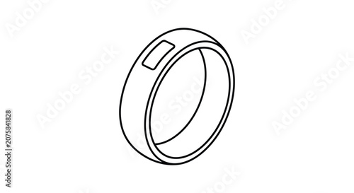 Modern Smart Ring Tech Outline Design for Health Tracking and Wearable Electronic Device Connectivity Illustration