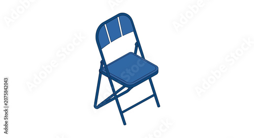 Blue Metal Folding Chair for Events Conferences and Seminars Portable Furniture Isolated on White Background