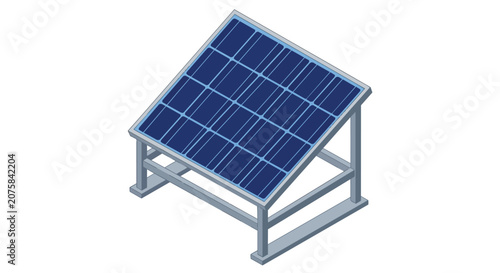 Sustainable Solar Energy Panel Module on Metal Stand Isometric Illustration for Green Power Concept