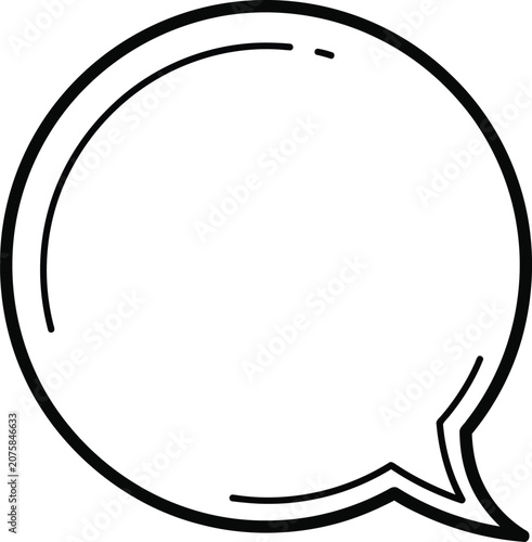 Blank speech bubble outline for communication or conversation concept against white background with copy space