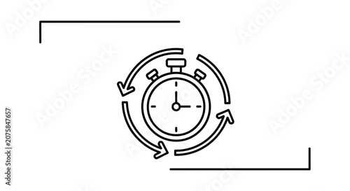 Stopwatch with Circular Arrows, Time Management, Speed, and Efficiency Concept