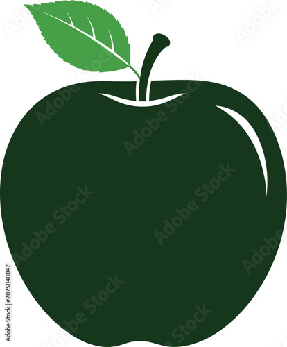 Dark green with leaf on white background representing healthy food and nutrition concepts