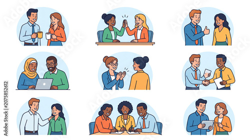 Diverse colleagues collaborating and celebrating success in a supportive workplace environment promoting mental well-being