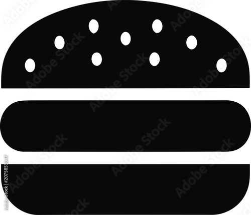 Minimalist Hamburger Icon on White Background with Clean Lines Representing Fast Food Concepts