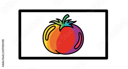 Colorful Tomato Illustration with Rainbow Gradient