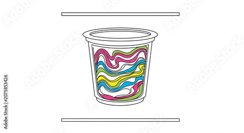 Colorful Wavy Lines in a Transparent Cup, Abstract Art, Creative Design