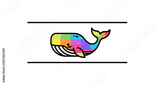 Colorful Whale Illustration - Cute Cartoon Cetacean Art