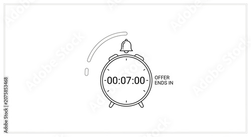 Countdown Timer Alarm Clock, Offer Ends In, Time Running Out, Urgency Concept
