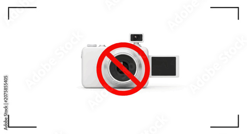 No Photography Allowed Sign on Digital Camera Lens, Forbidden Camera Symbol