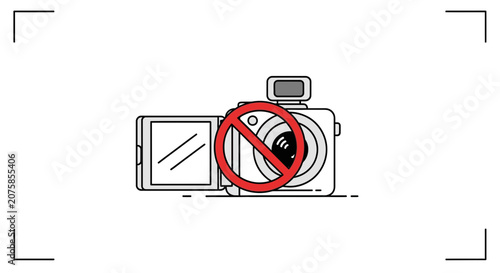 No Photography Allowed Sign on Vintage Camera Icon, Forbidden Symbol