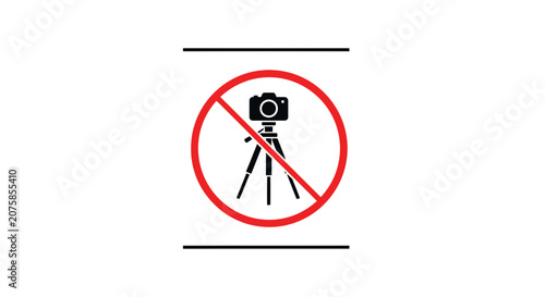 No Photography Allowed Sign with Camera and Tripod