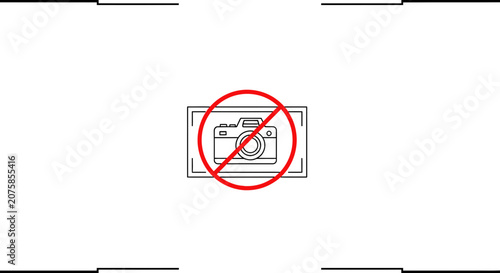 No Photography Allowed Sign, Camera Icon with Red Prohibition Symbol