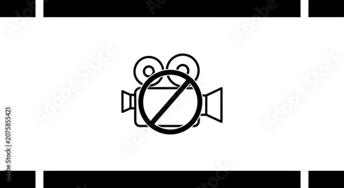 No Video Camera Icon, Forbidden Sign, Prohibition Symbol, Stop Recording