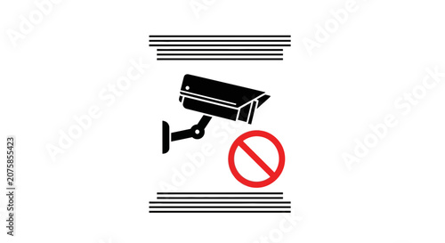 No Surveillance Camera Icon, Security Camera Banned Symbol, Privacy Protection Concept