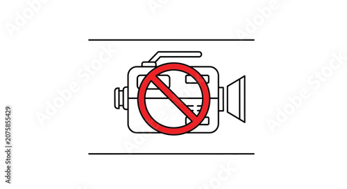 No Video Recording Allowed Sign: Camera Icon with Red Prohibition Symbol