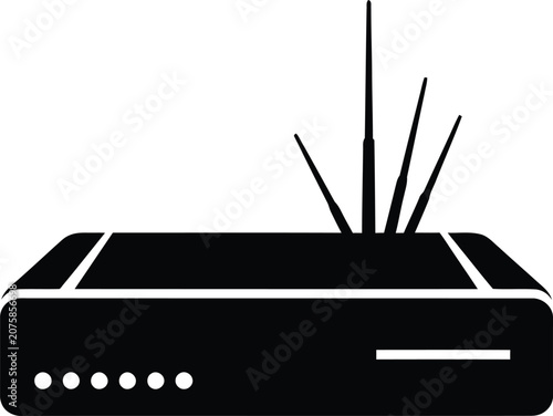Wireless router with antennas on a clean white background representing connectivity and networking