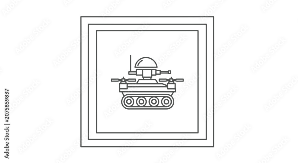 Fototapeta premium Futuristic Drone Tank Hybrid Concept Icon