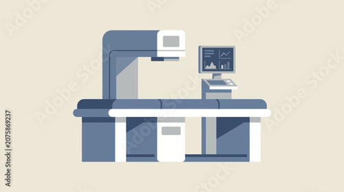 Tableau sur toile DEXA Bone Density Scan Machine in Hospital - Isolated Vector Illustration