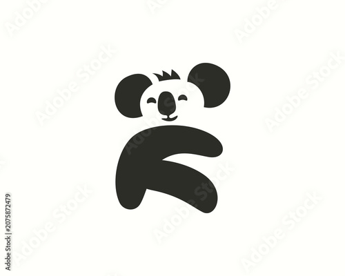 K initial logo Koala logo design template illustration inspiration