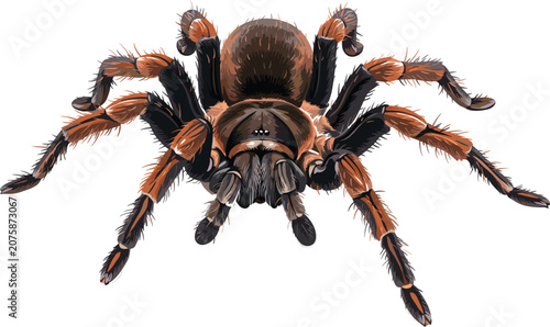 Bild auf Leinwand Realistic tarantula spider vector illustration isolated on white background, det