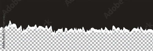 Φωτογραφία Piece of torn black horizontal paper stuck on white squared background
