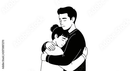 Couple Embracing in a Gentle Hug