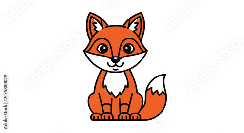 Cute Cartoon Fox Sitting Illustration