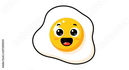 Cute Cartoon Fried Egg Character with Happy Expression