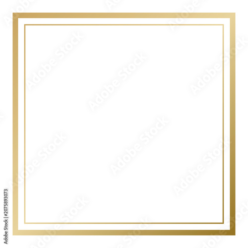 Elegant gold square frame border for wedding invitation photo frame