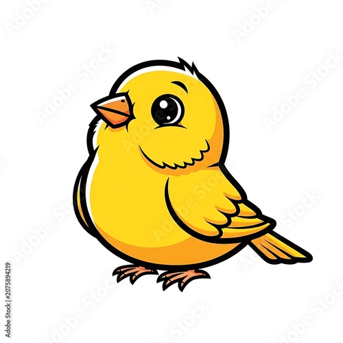 Cartoon yellow duck character smiling happily.