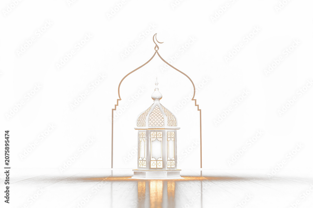 Obraz premium Golden lantern icon for ramadan kareem celebration