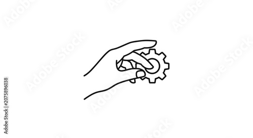 hand holding gear icon symbol.