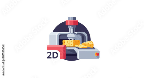 Graphic illustration of industrial 2D printing technology.