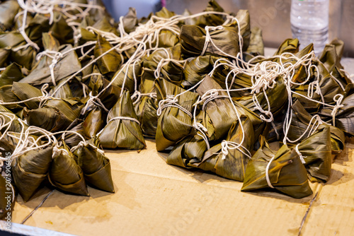 the raw, authentic texture of Traditional Sticky Rice Dumplings (Zongzi)