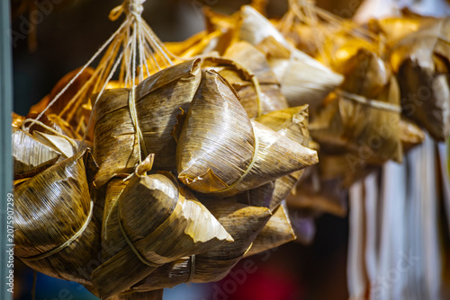 the raw, authentic texture of Traditional Sticky Rice Dumplings (Zongzi)