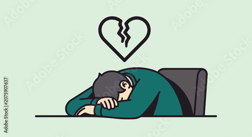 Tableau sur toile Sad Man, Broken Heart, Grief, Depression, Overwhelmed