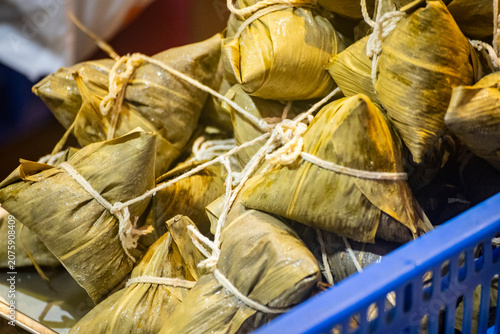 the raw, authentic texture of Traditional Sticky Rice Dumplings (Zongzi)