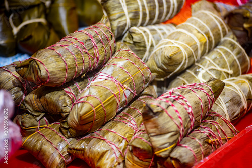 the raw, authentic texture of Traditional Sticky Rice Dumplings (Zongzi)