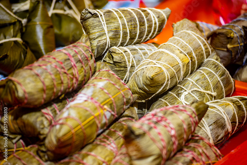the raw, authentic texture of Traditional Sticky Rice Dumplings (Zongzi)