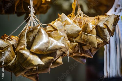 the raw, authentic texture of Traditional Sticky Rice Dumplings (Zongzi)